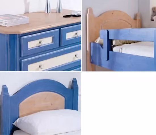 Cameretta da letto a castello per bambini in legno massello di abete blu Mobili 2G L/P/H: 190 x 80 x 205 cm – 2