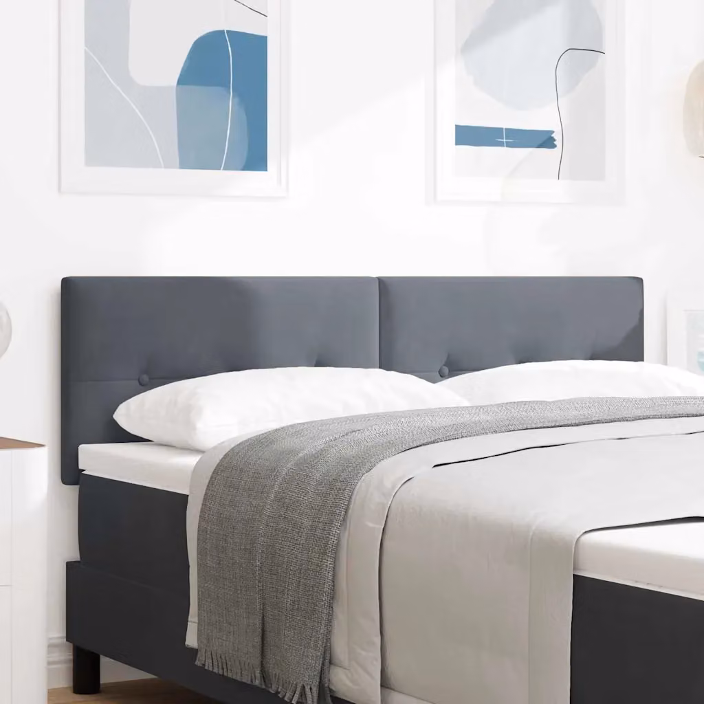 Testiera per letto con illuminazione LED vidaXL in velluto grigio, Larghezza: 144 cm