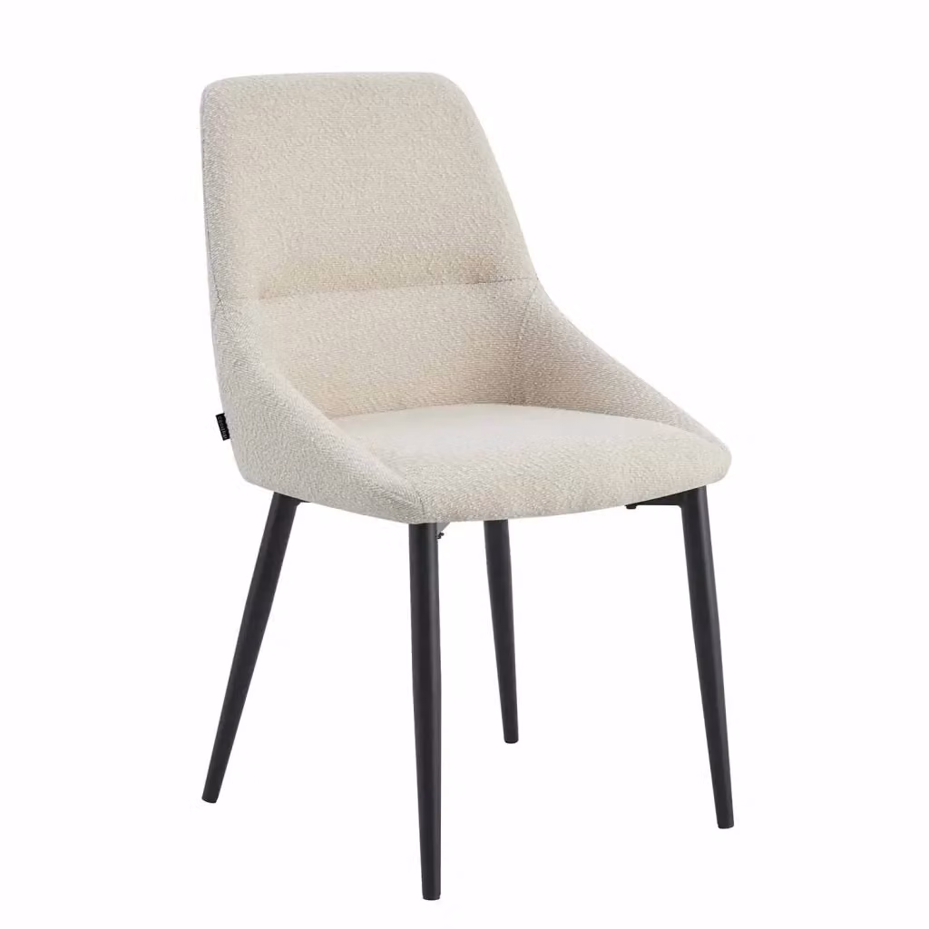 Sedia da pranzo Adney LÚZETE in tessuto color sabbia con gambe nere – 2