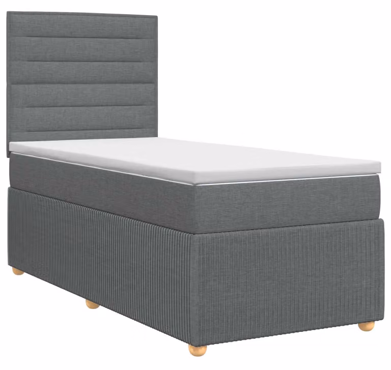Letto a molle con materasso grigio scuro 100 x 200 cm in tessuto