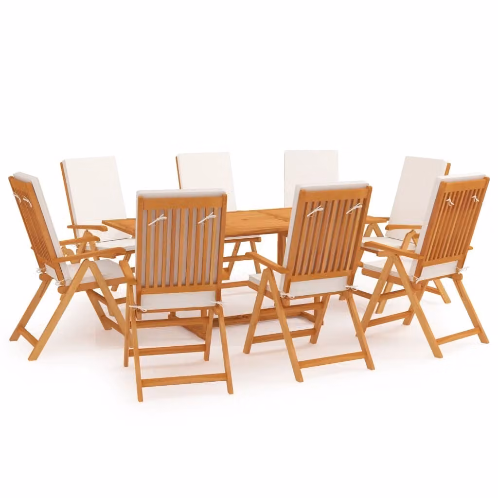 The Living Store Set da pranzo da giardino 9 pezzi con cuscini in teak massiccio