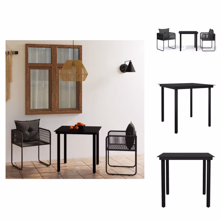 vidaXL Set da pranzo da giardino 3 pezzi nero - Set di mobili da giardino