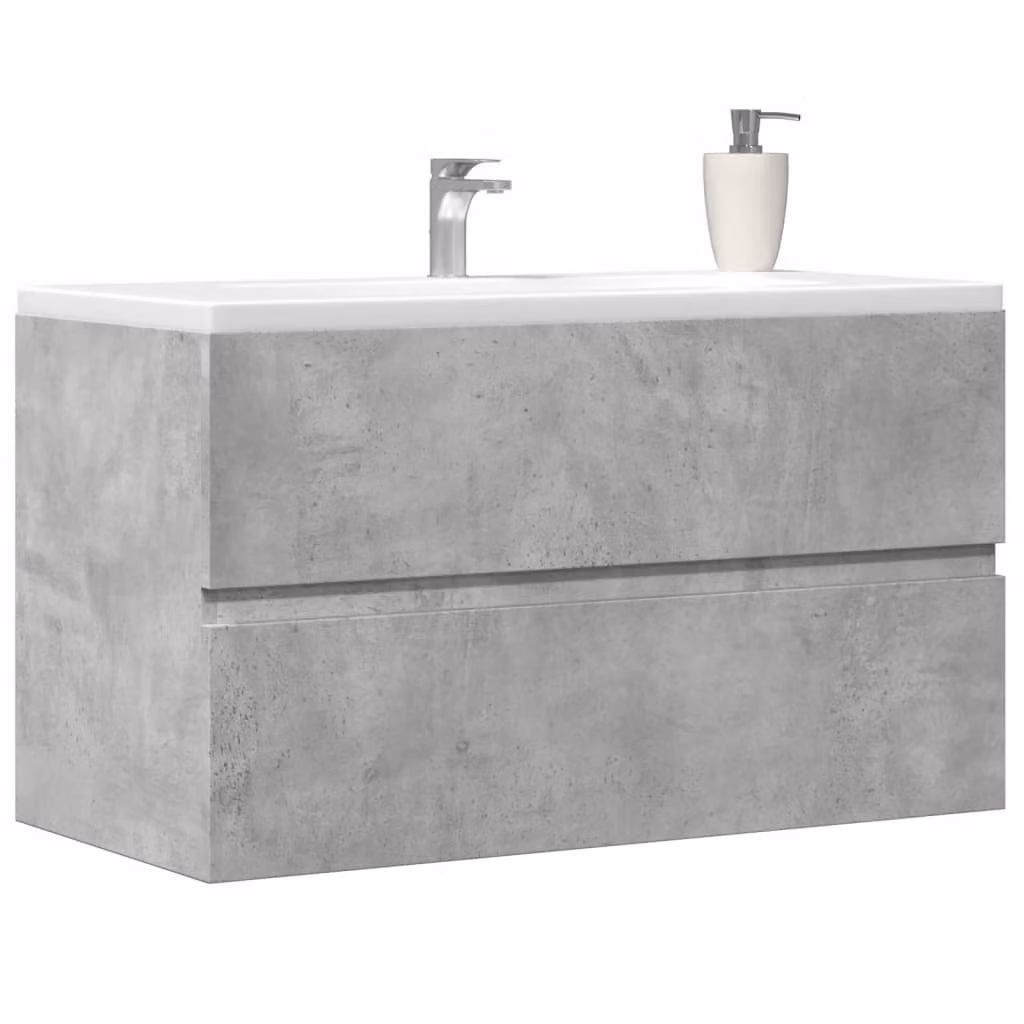 Mobile Pensile da Bagno Moderno vidaXL Grigio Cemento L: 80 cm, P: 38,5 cm, H: 45 cm