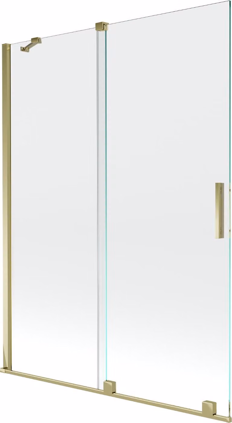 Mexen Velar paratia per vasca da bagno scorrevole a 2 ante 130 x 150 cm, trasparente, oro - 896-130-000-01-50
