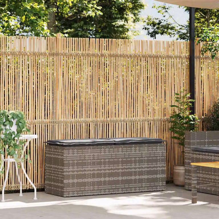 vidaXL Panca da Giardino con Cuscino Grigio 110x40x44 cm in Polyrattan