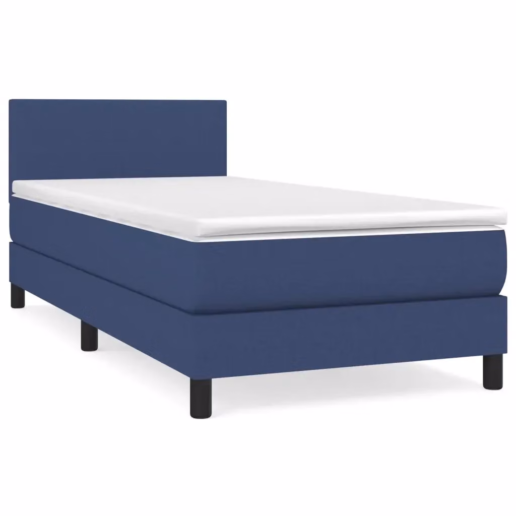 Letto Ibrido con Giroletto a Molle e Materasso vidaXL in Tessuto Blu e Bianco L/P/H: 90 x 200 x 78 cm – 2