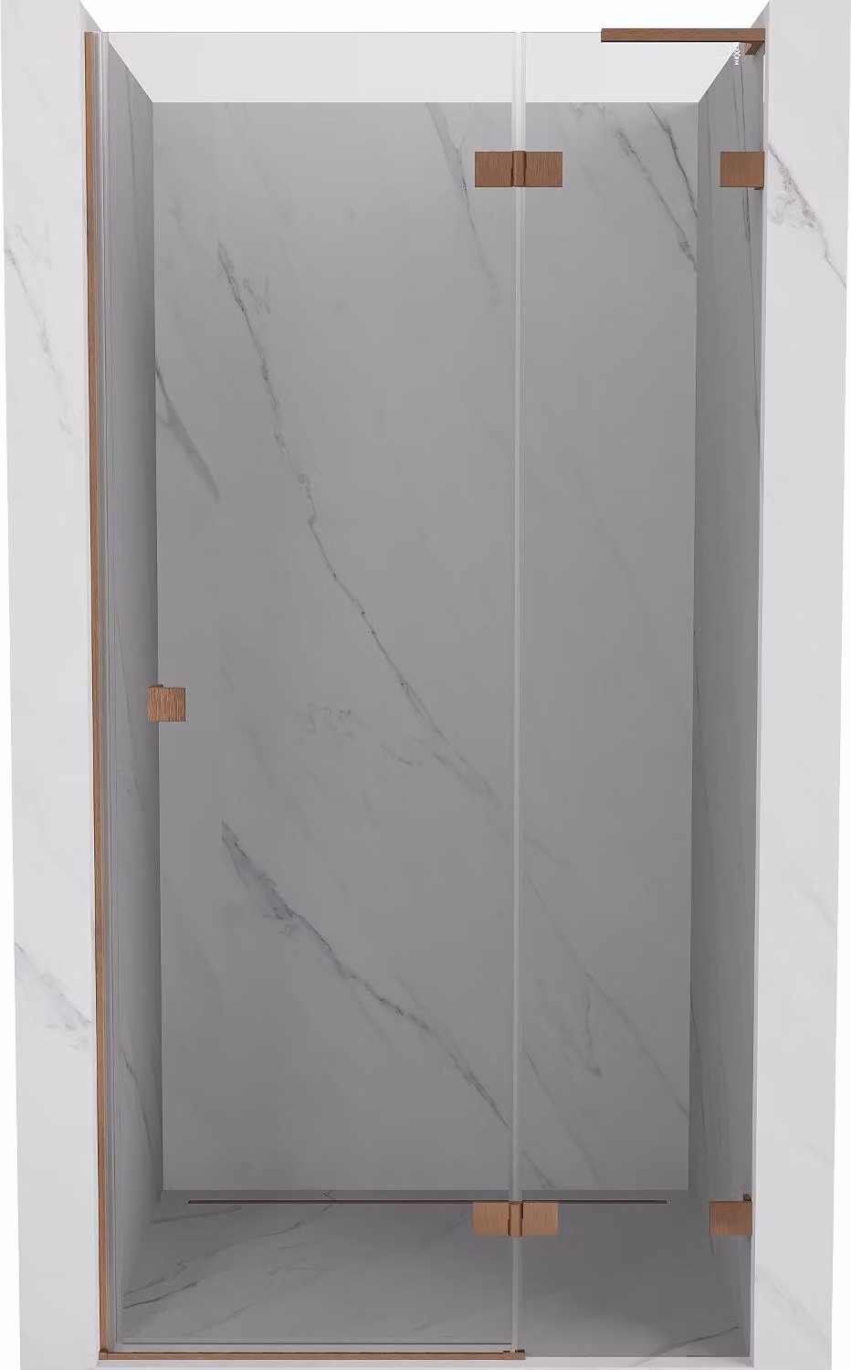 Mexen Lunar L porta doccia a battente destra 70 cm, trasparente, rame spazzolato - 834L-070-000-65-00-P