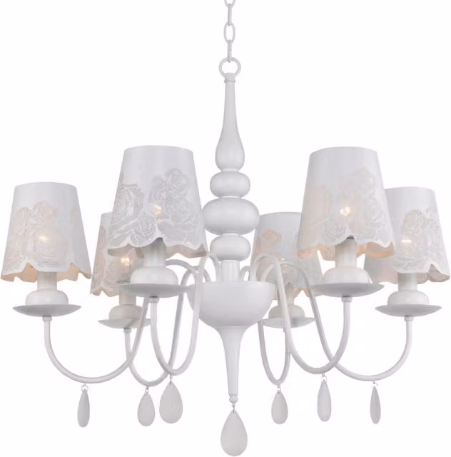 Lampadario classico FABRIZIA Polux bianco con 6 lampadine E14 in metallo e vetro