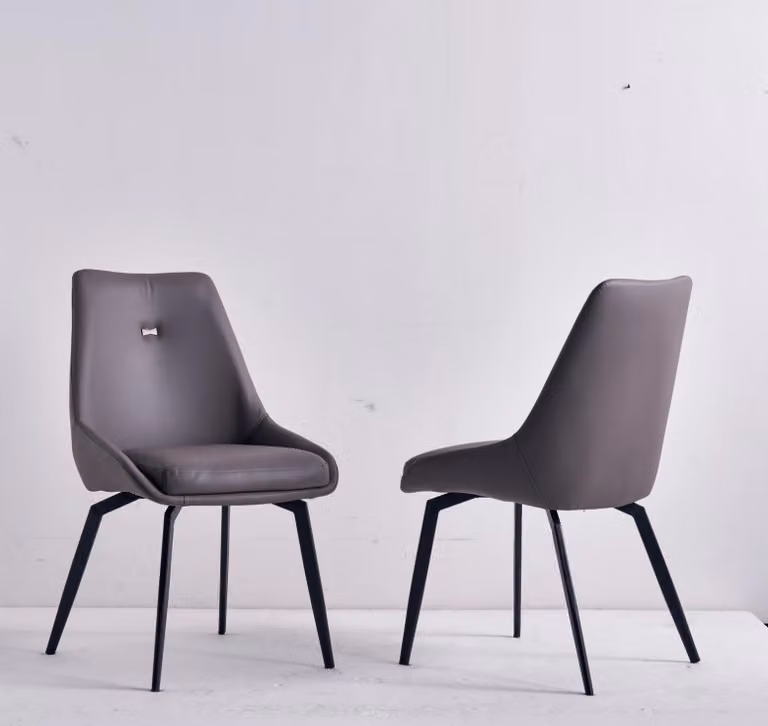 Moderner Grauer Stuhl Esszimmer Holz Metallstühle Designer Lehnstühle