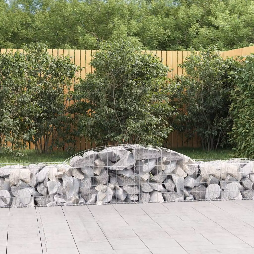 Set di 6 cesti gabbioni ad arco vidaXL in acciaio zincato grigio, L: 300 cm, P: 50 cm, H: 40/60 cm