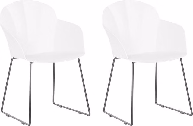 Set di 2 sedie da pranzo BELIANI in ecopelle bianca con gambe in metallo nero per soggiorno e cucina