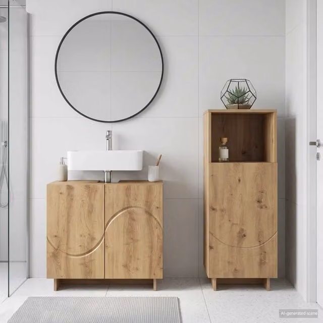 Set mobili da bagno 2 pz Rovere Artigianale 3433072