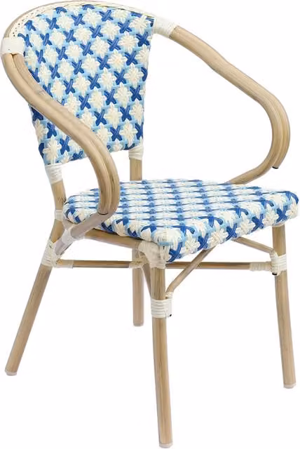Oviala - Sedia da giardino in rattan blu e alluminio
