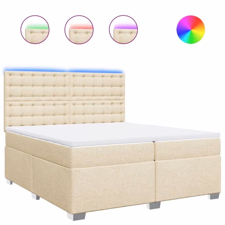Giroletto a Molle con Materasso Crema 200x200 cm in Tessuto