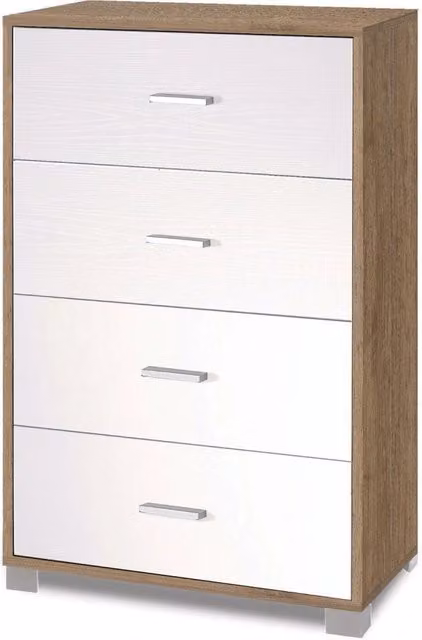 Cassettiera 4 Cassetti 70x112x41 cm Noce Stelvio/Bianco Fiammato