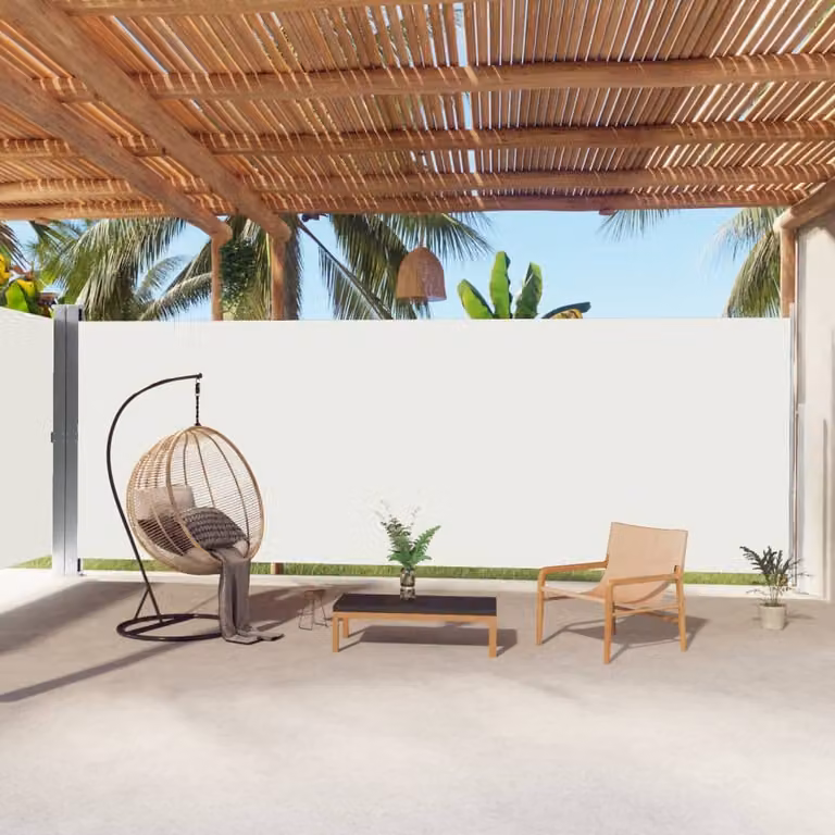 The Living Store Tenda laterale estensibile Crema 220x1000 cm