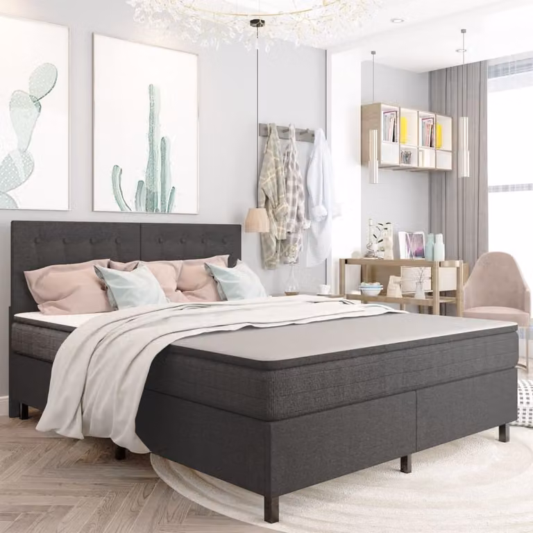 Maison Exclusive - Letto boxspring in tessuto grigio scuro 160x200 cm