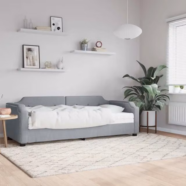 Divano Letto con Materasso-Sofa Letto-Daybed Grigio Chiaro 80x200 cm in Tessuto 555036