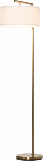 Lampada da terra moderna in metallo e tessuto con attacco E27, ideale per soggiorno, camera da letto o ufficio, colore oro e bianco, L/P/H: 47 x 37 x 153 cm – 1