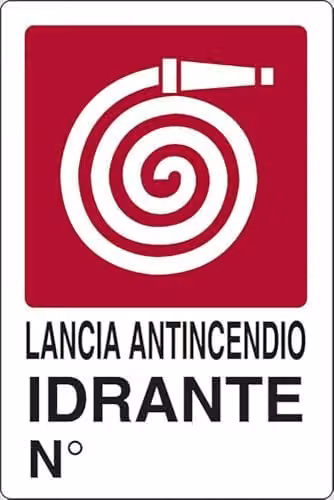Cartello Lancia antincendio idrante Ngr luoghi pubblici 30CMx20CM