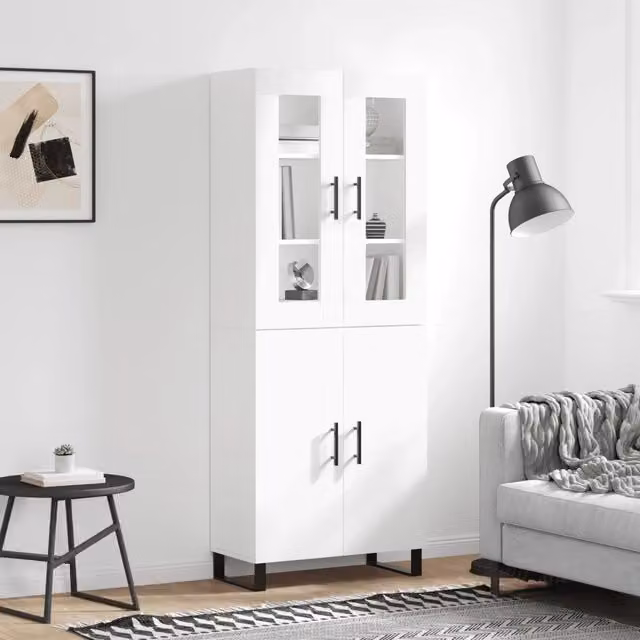 Credenza Bianca 69,5x34x180 cm in Legno Multistrato 3198233