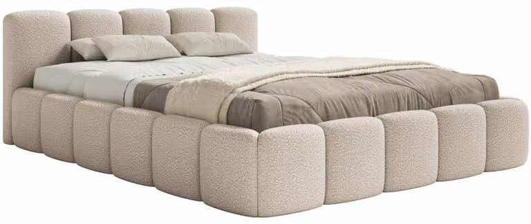 Selsey Cloudy Low – Letto imbottito 120x200 cm, bouclé beige chiaro