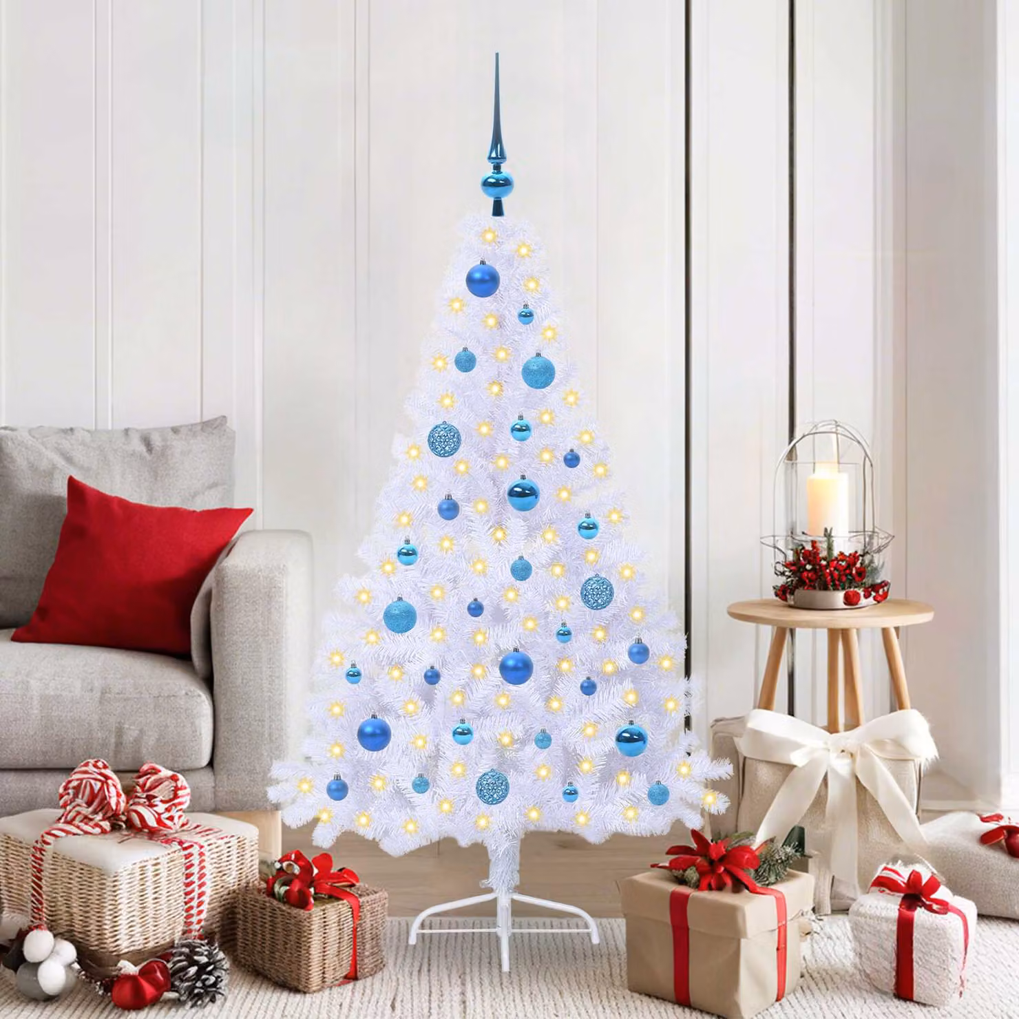 vidaXL Albero di Natale artificiale Bianco 150 cm PVC e Acciaio