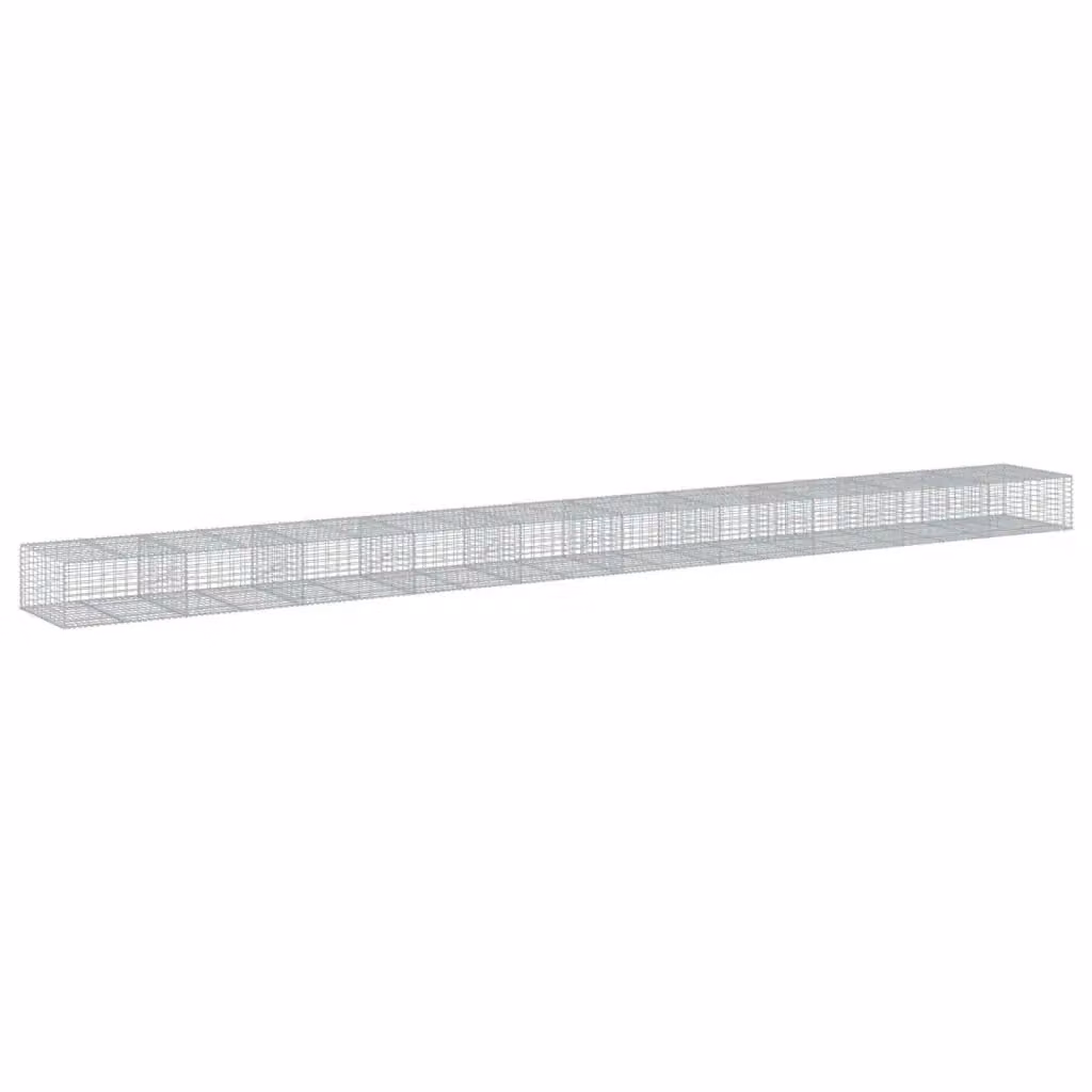 Cesto Gabbione con Copertura vidaXL in Ferro Zincato Grigio L: 1000 cm, P: 100 cm, H: 50 cm – 2