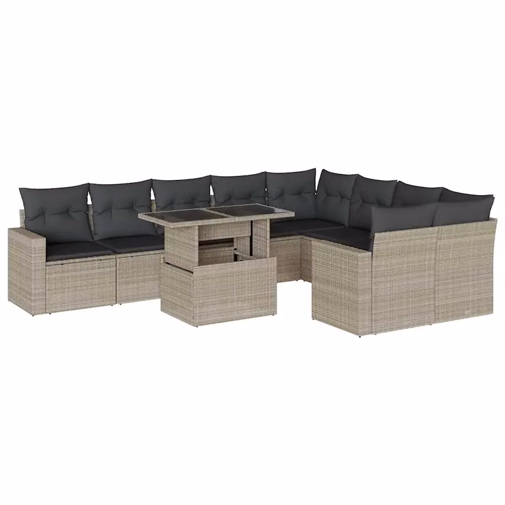 Set Divano da Giardino a L vidaXL in Polyrattan Grigio Antracite con 10 Pezzi e Cuscini Inclusi – 2