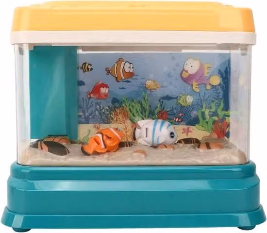Mini acquario con giocattolo per pesci magnetico e ricarica USB, adatto per bambini e accessori per modellismo