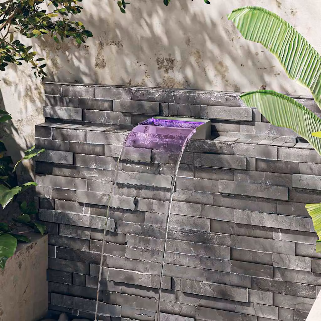 vidaXL Sfioratore a Cascata con LED RGB in Acciaio Inox Argento, L: 30 cm