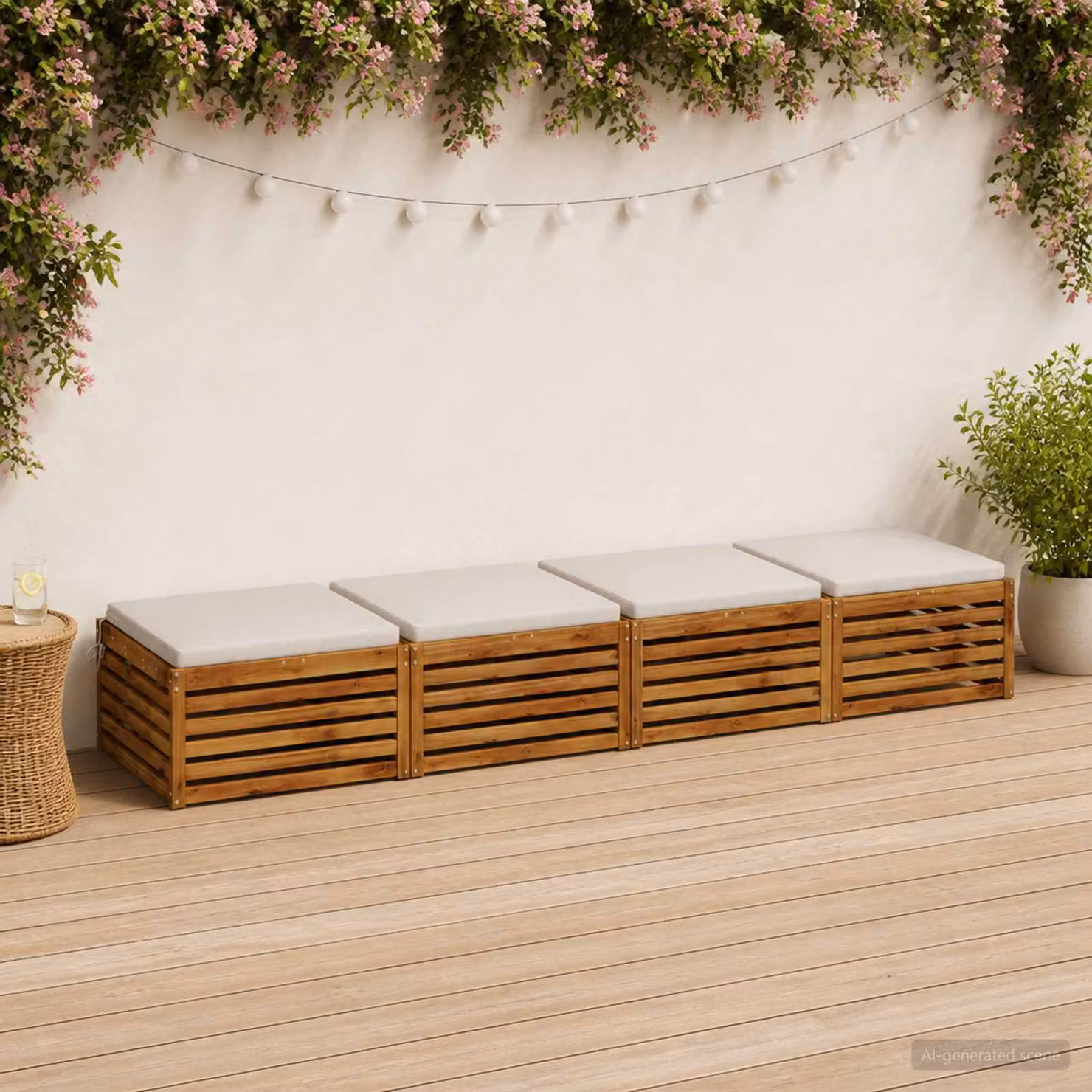 Set di 4 cuscini per sedia quadrati vidaXL in poliestere bianco con rivestimento rimovibile e resistente ai raggi UV
