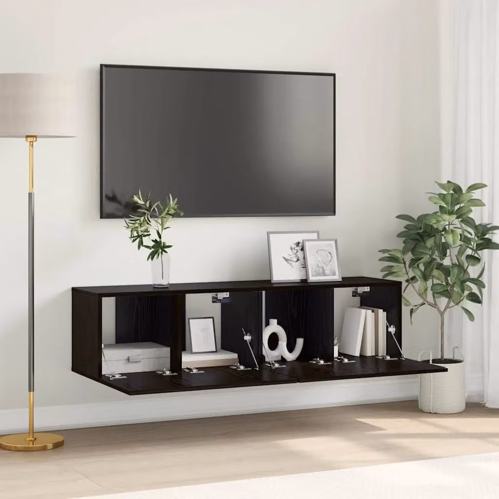 Set di mobili TV moderno vidaXL in 2 pezzi, colore nero, in legno MDF per il tuo soggiorno, L: 60 cm, P: 30 cm, H: 30 cm