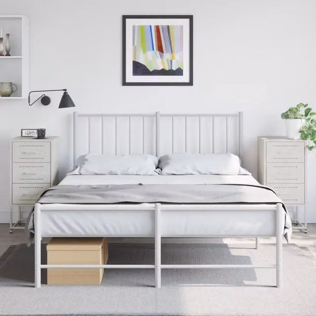 Set di 2 comodini bianchi Design Mania in metallo con design industriale da appendere al muro L/P/H: 36 x 39 x 78 cm