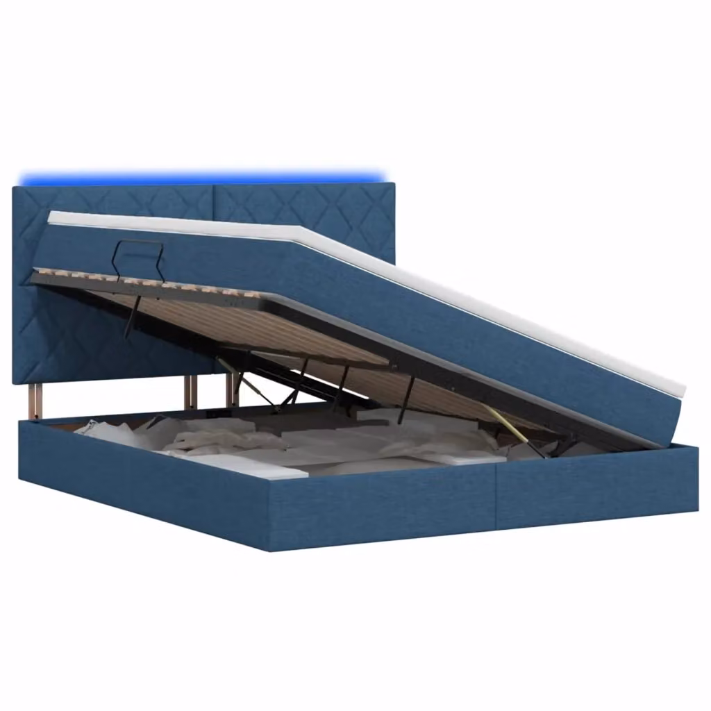 Letto con contenitore e illuminazione LED vidaXL in tessuto blu con porta USB L/P/H: 180 x 200 x 140 cm – 2