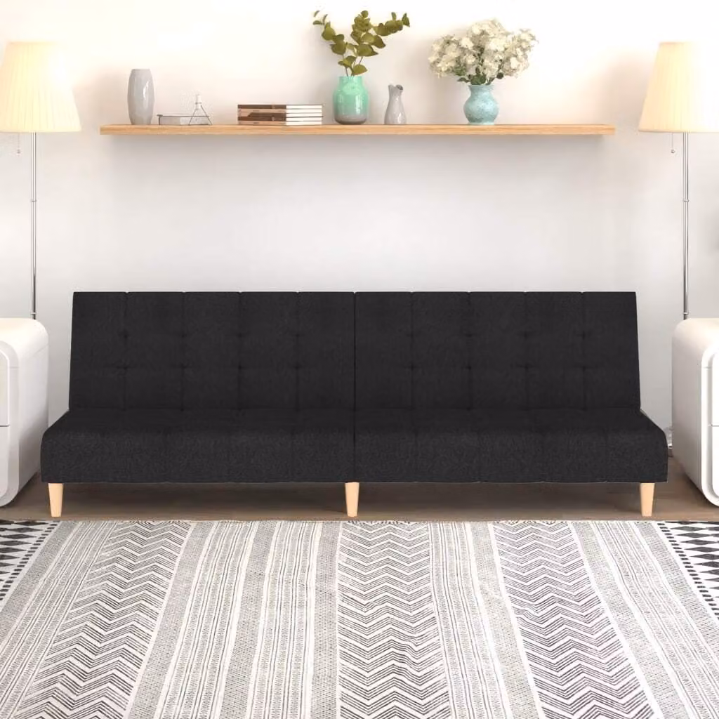 Maison Exclusive - Divano letto 2 posti, colore nero, rivestito in tessuto