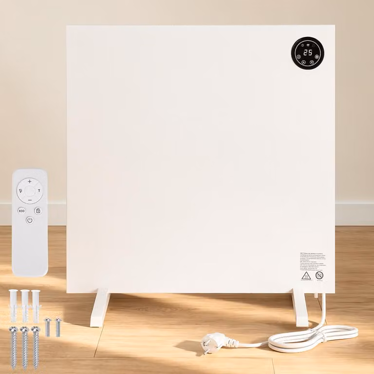 Ikodm, pannello riscaldante a infrarossi e convezione da 400W, con Wi-Fi, timer, modalità ECO, sistema di sicurezza per bambini, da parete o da pavimento