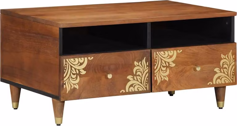 Tavolino da salotto con cassetto Marrone miele 80 x 54 x 40 cm