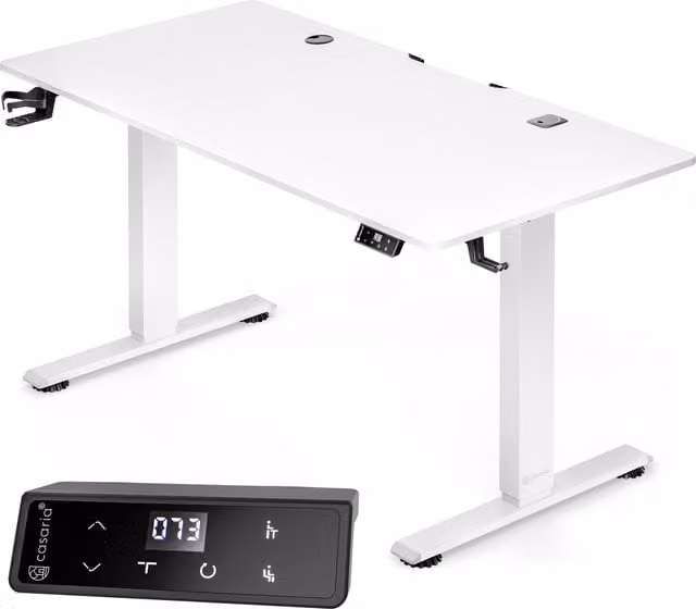 Scrivania regolabile in altezza Casaria® bianca con motore elettrico L/P/H: 120 x 60 x 72-117 cm – 1