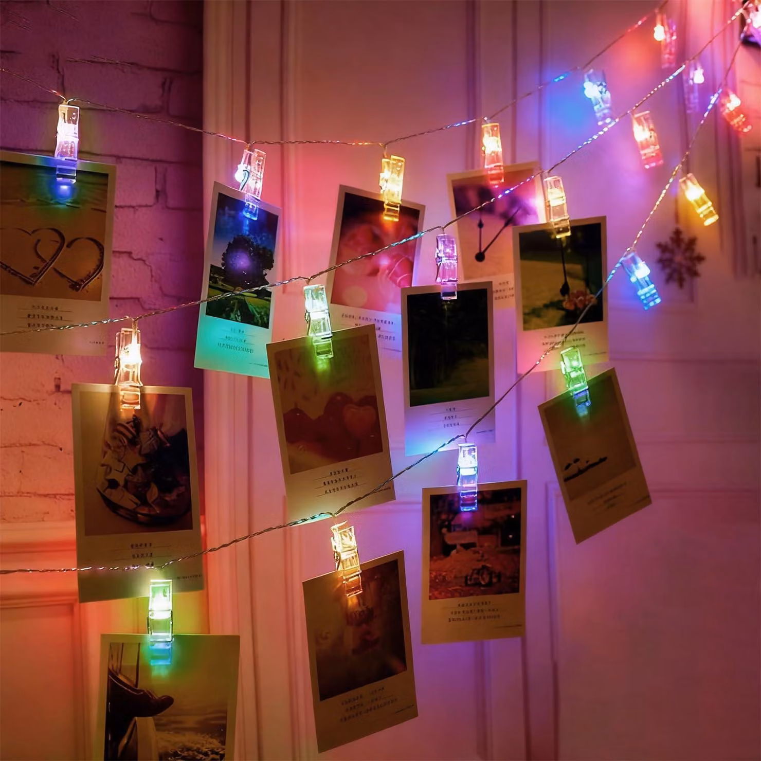 Catena luminosa con clip, 3 metri, 20 LED, 8 modalità, multicolore