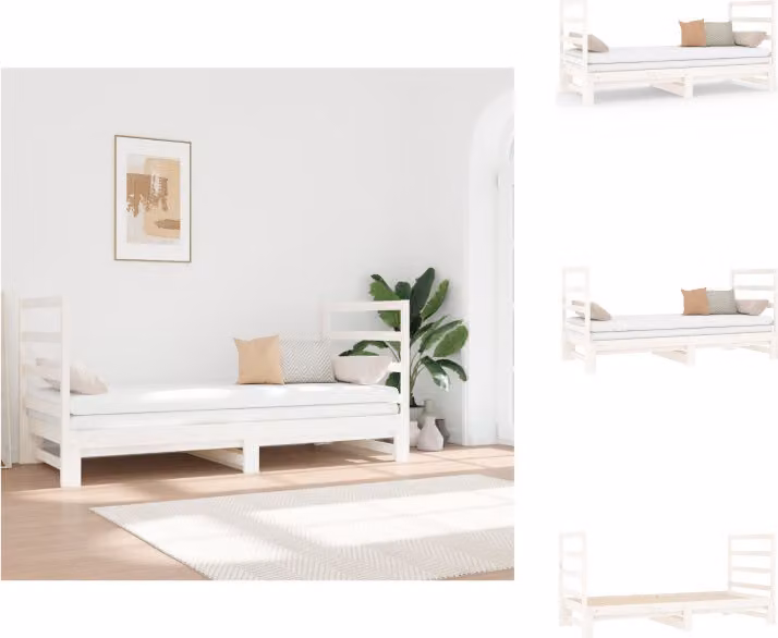 vidaXL Letto da giorno estensibile bianco 2x(90x190) cm in legno di pino massiccio - Letti e strutture letto