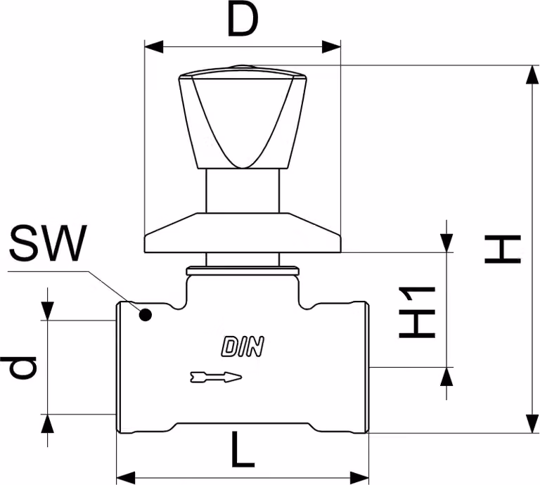Js Up-Ventil, Dreikanthaubengriff Dn20,Ig 3/4",Messing