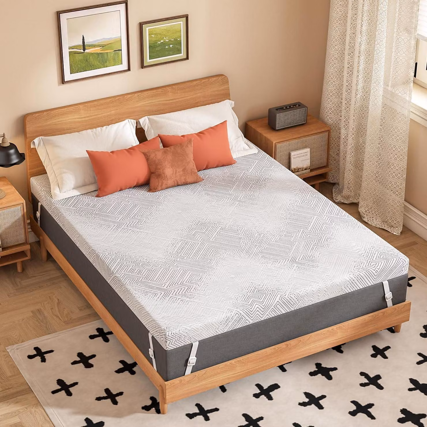 Topper per materasso 160x200 cm, livello di supporto H2/H3, 10 cm di schiuma memory gel, colore bianco