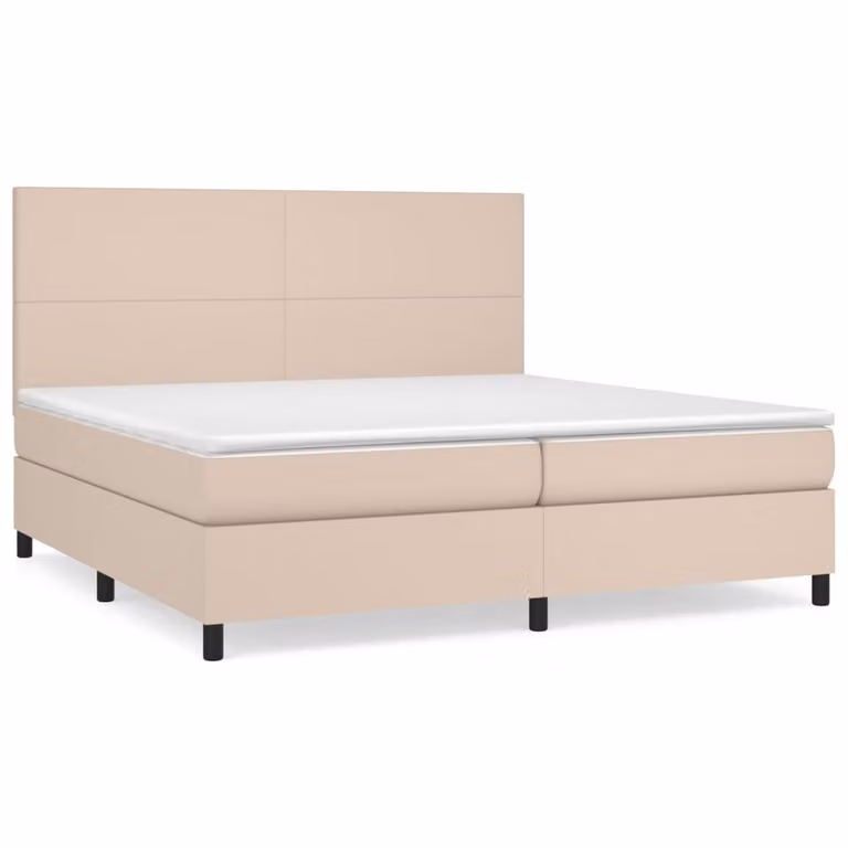 Giroletto a Molle con Materasso Cappuccino 200x200cm Pelle finta
