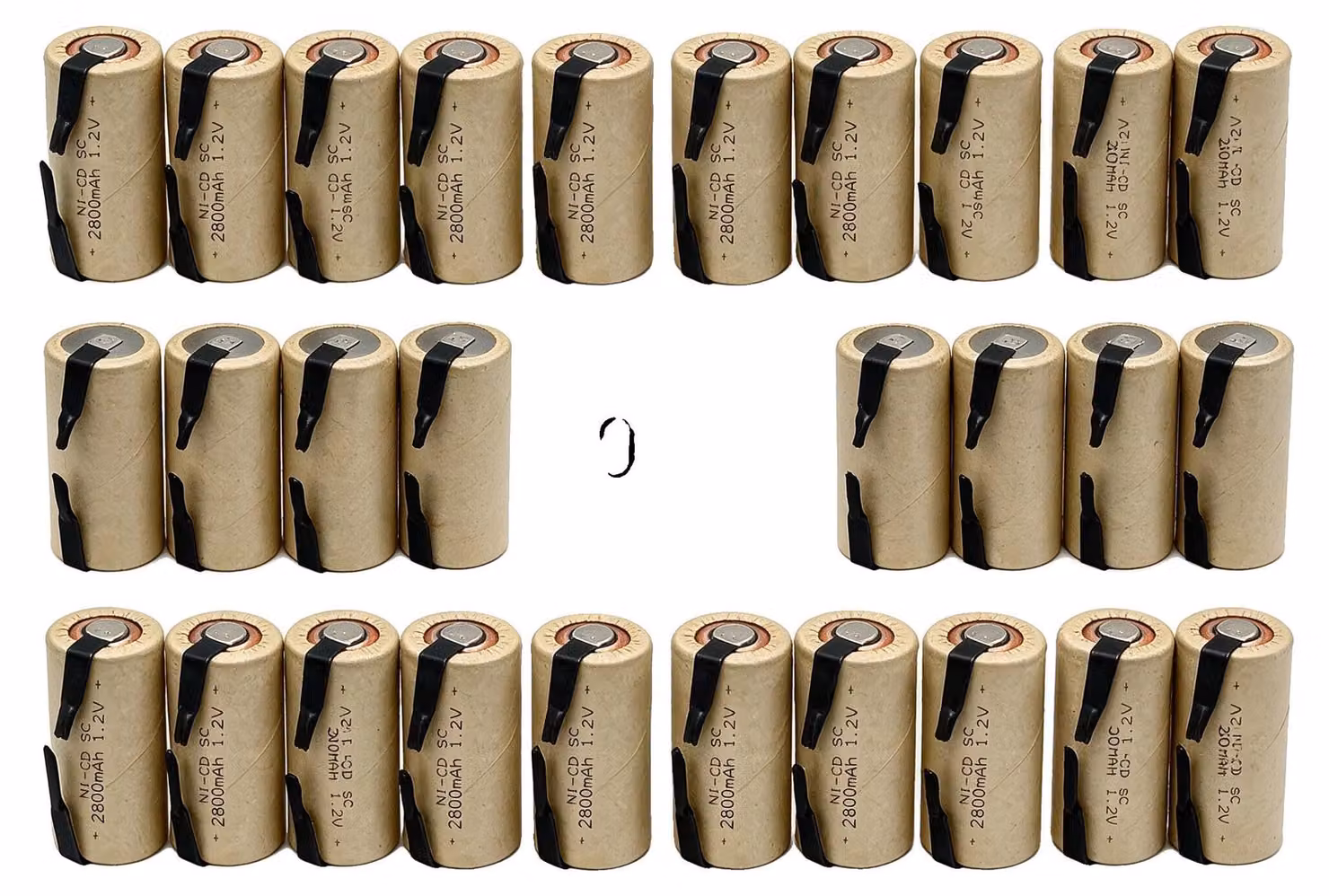 Batterie Ni-Cd, capacità 2800 mAh, ricaricabili, confezione da 30 batterie, 1,2V
