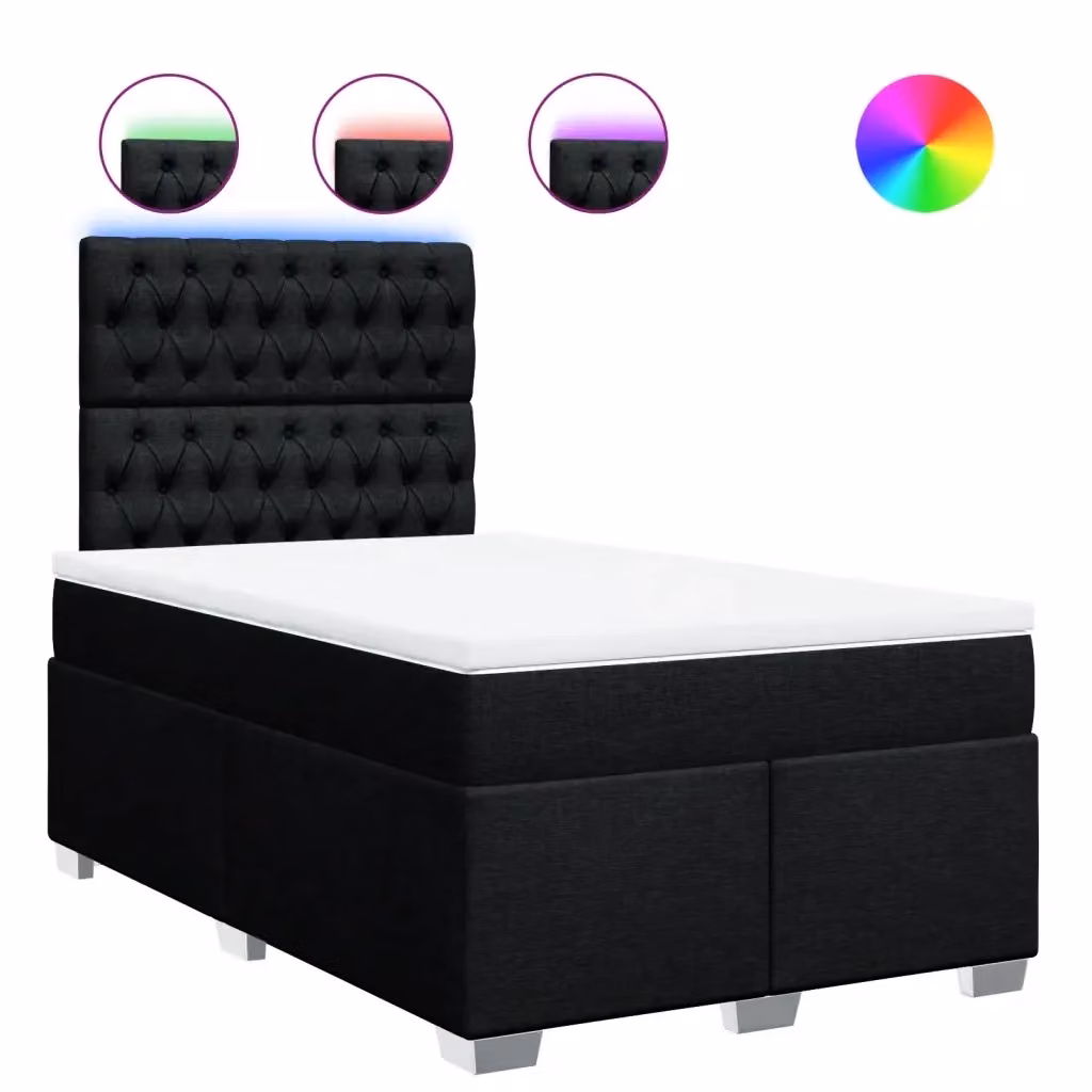 vidaXL Letto Ibrido con Giroletto a Molle e Materasso, Nero e Bianco, L/P/H: 120 x 200 x 150,5 cm – 2