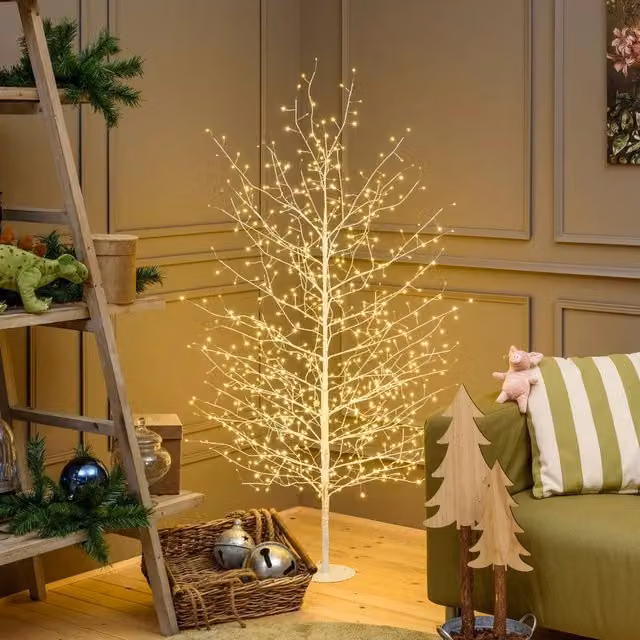 Albero decorativo a ramo di tiglio Top Eventi Store colore champagne con 784 microled bianco caldo, Altezza: 1,7 m – 1