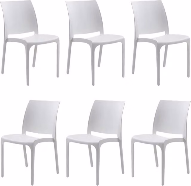 Sedie da Cucina in Plastica per uso Interno ed Esterno - Set di 6 Sedie Impilabili Volga nero