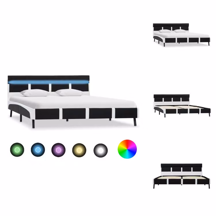 vidaXL Struttura letto con LED in Pelle finta nera 140x200 cm - Letti e strutture letto