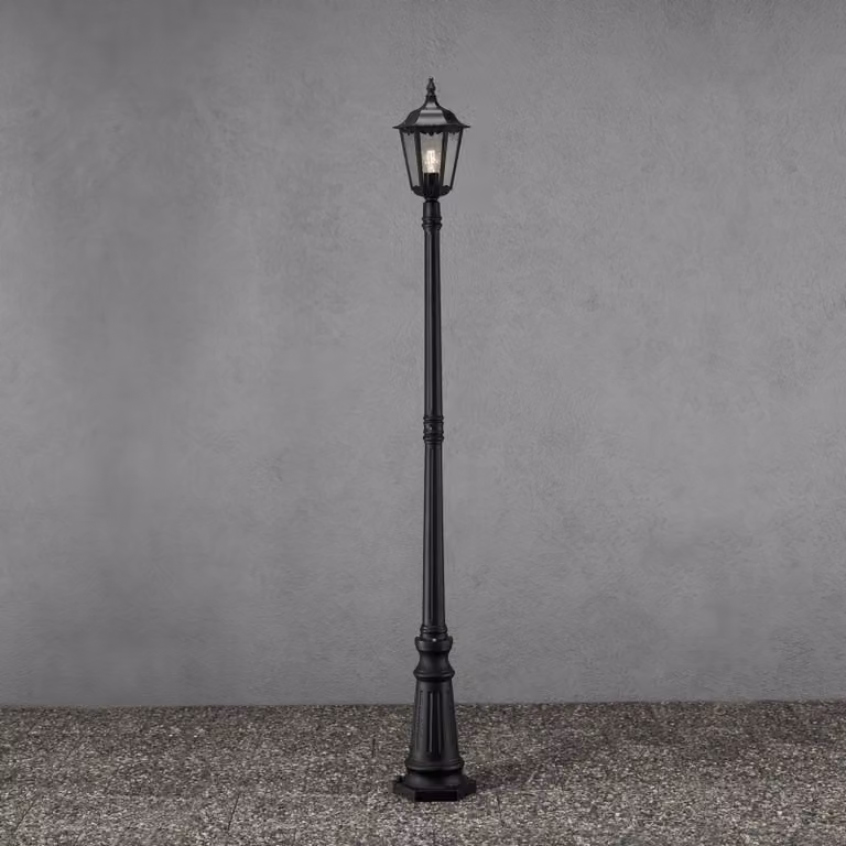 Konstsmide Lampione Firenze 1 luci, nero FIRENZE, Nero, Vetro, Campagna / Rustiche